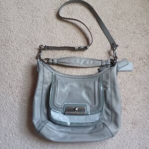 Coach‎ F18287 Kristin Spectator Tote Shoulder Bag Gray Croc Python Trim Embossed